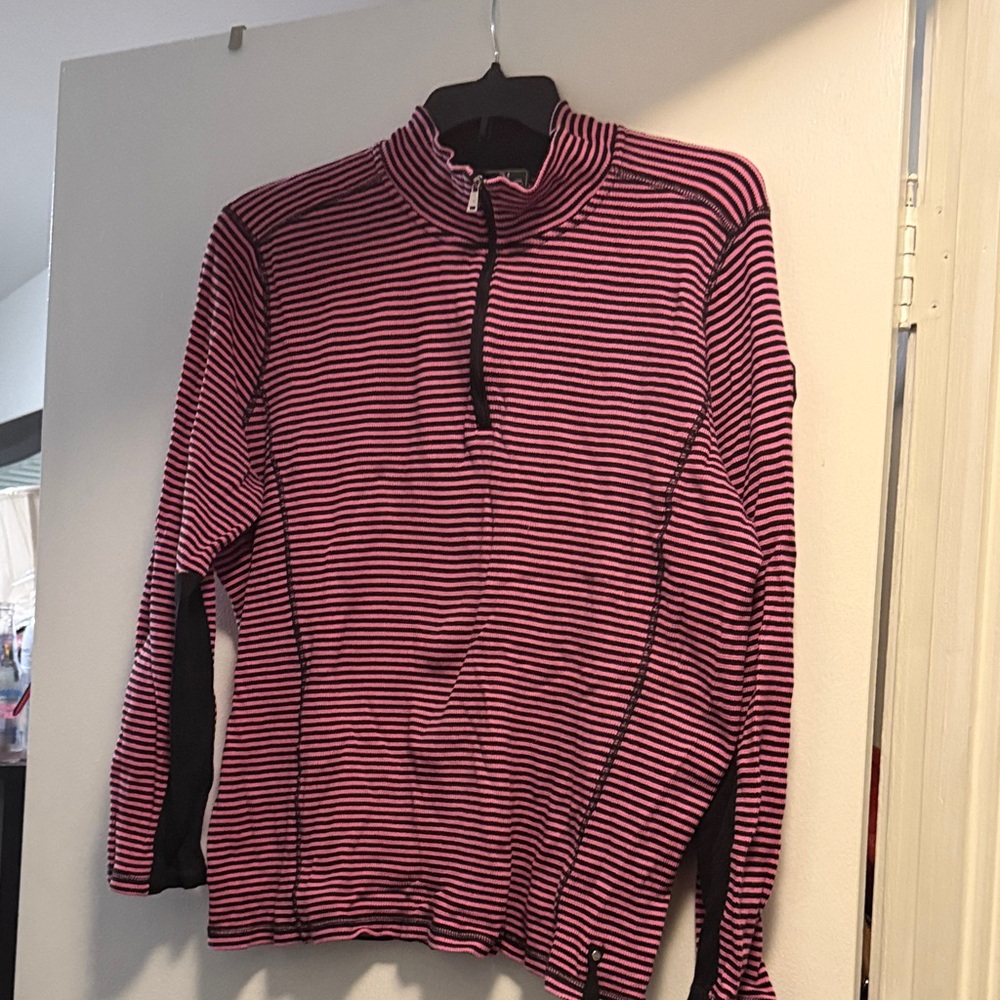Lauren Ralph Lauren Striped Cowl Neck Sweater - Pink and Black